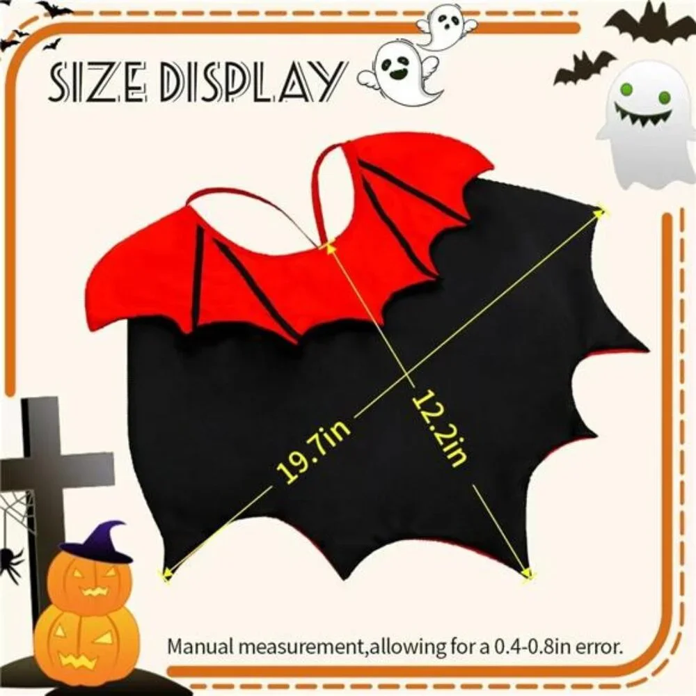 Cat Halloween Costume,Vampire Bat Wings Cape for Pets, Small Dog Halloween